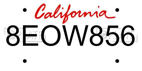 8EOW856 California License Plate