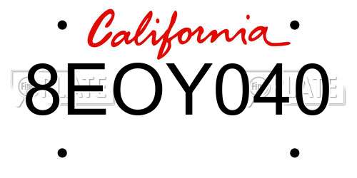8EOY040 California License Plate