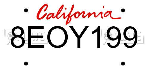 8EOY199 California License Plate