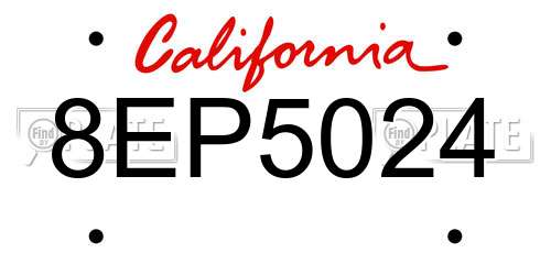 8EP5024 California License Plate