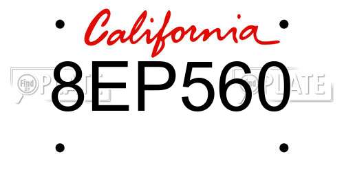 8EP560 California License Plate