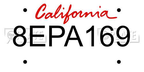 8EPA169 California License Plate
