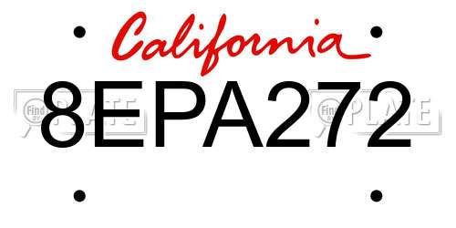 8EPA272 California License Plate