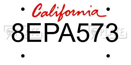 8EPA573 California License Plate