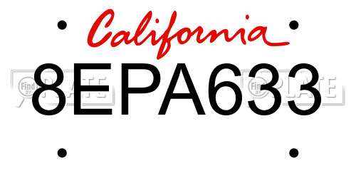 8EPA633 California License Plate