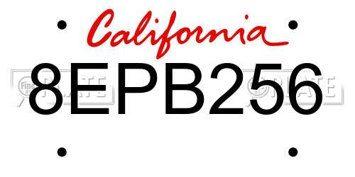 8EPB256 California License Plate