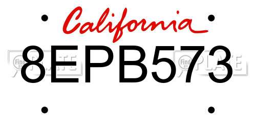 8EPB573 California License Plate