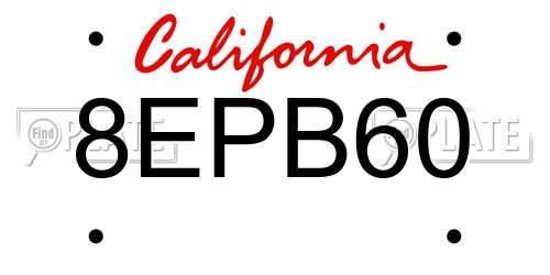 8EPB60 California License Plate