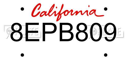 8EPB809 California License Plate
