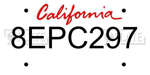 8EPC297 California License Plate
