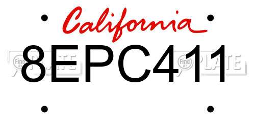 8EPC411 California License Plate