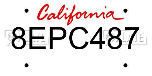 8EPC487 California License Plate