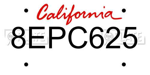 8EPC625 California License Plate