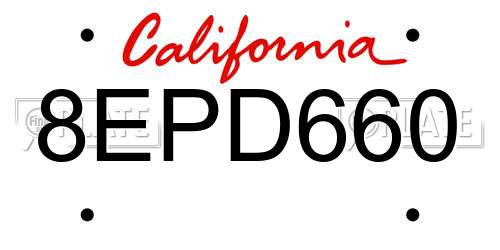 8EPD660 California License Plate