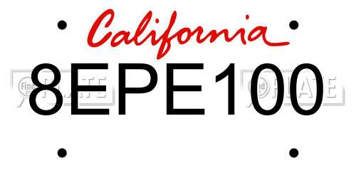 8EPE100 California License Plate