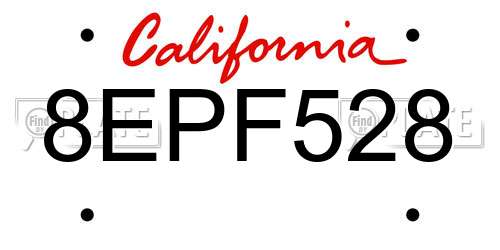 8EPF528 California License Plate