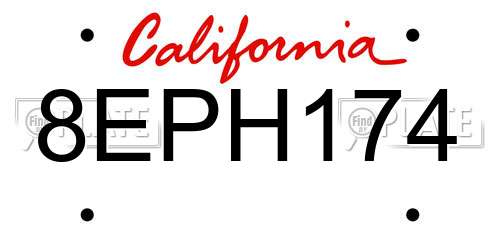 8EPH174 California License Plate