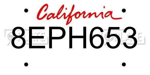 8EPH653 California License Plate