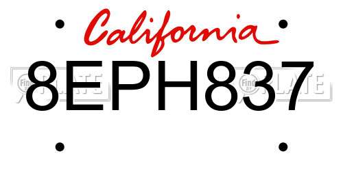 8EPH837 California License Plate