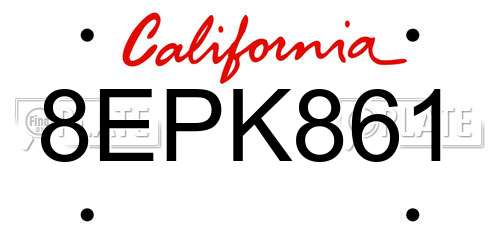 8EPK861 California License Plate
