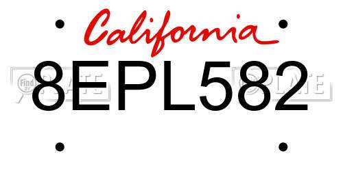 8EPL582 California License Plate