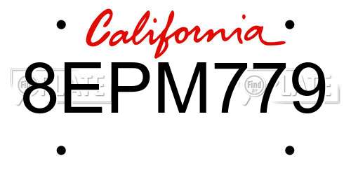 8EPM779 California License Plate