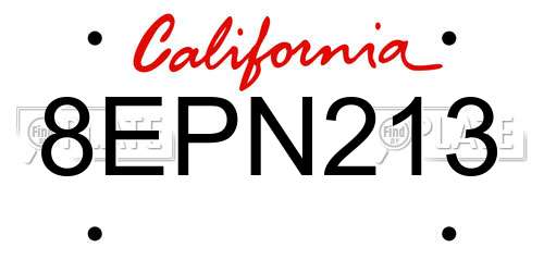 8EPN213 California License Plate