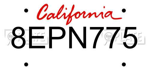 8EPN775 California License Plate