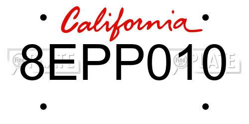 8EPP010 California License Plate