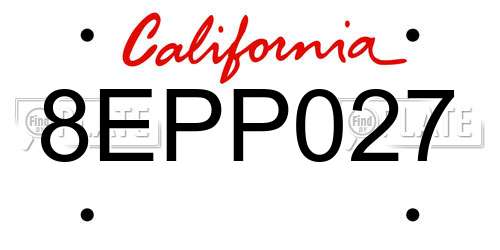 8EPP027 California License Plate