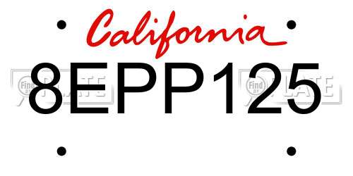 8EPP125 California License Plate