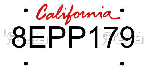 8EPP179 California License Plate