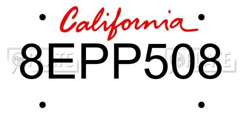 8EPP508 California License Plate