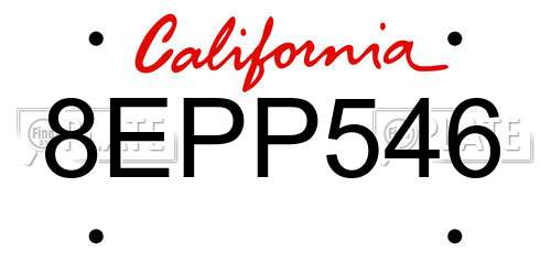 8EPP546 California License Plate