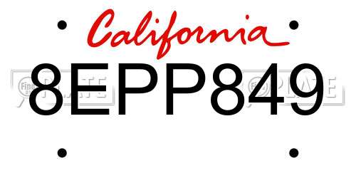 8EPP849 California License Plate