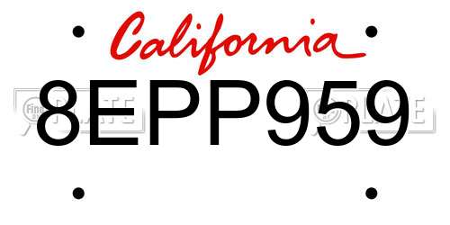 8EPP959 California License Plate