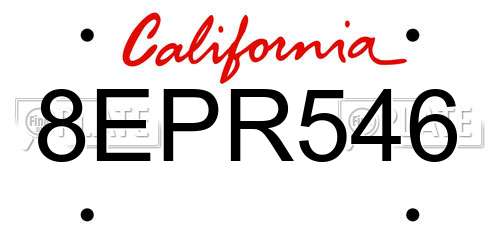 8EPR546 California License Plate