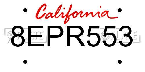 8EPR553 California License Plate