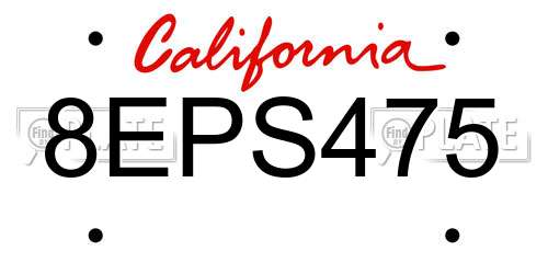 8EPS475 California License Plate