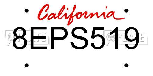 8EPS519 California License Plate