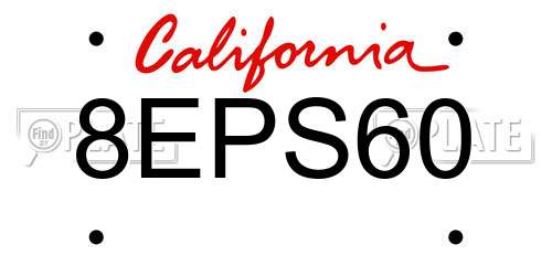 8EPS60 California License Plate