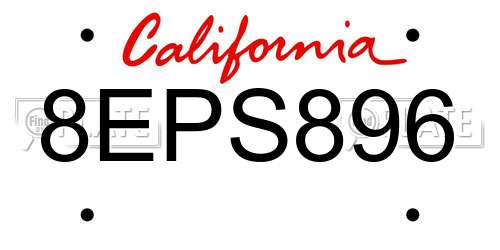 8EPS896 California License Plate
