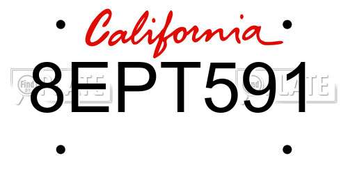 8EPT591 California License Plate