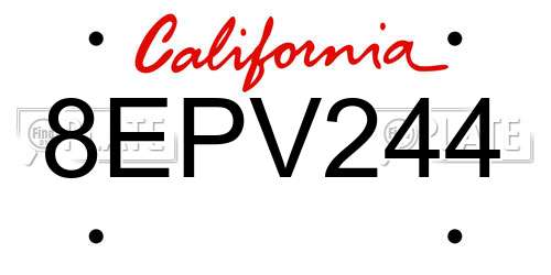 8EPV244 California License Plate