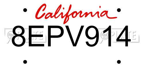 8EPV914 California License Plate