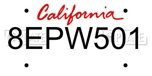 8EPW501 California License Plate