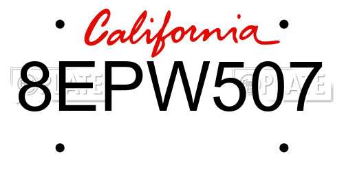 8EPW507 California License Plate