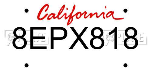 8EPX818 California License Plate