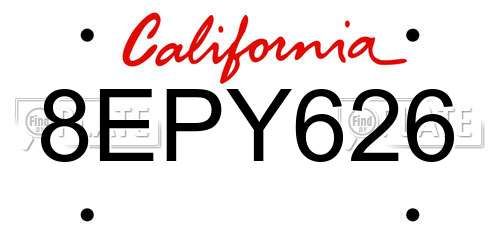 8EPY626 California License Plate