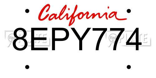 8EPY774 California License Plate